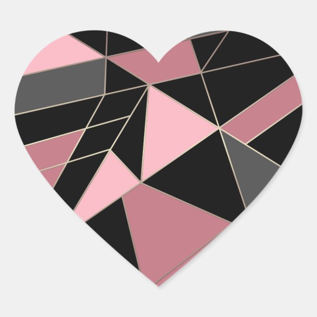 Abstrakter, moderner geometrischer Dreiecksdruck Herz-Aufkleber (Vorderseite)
