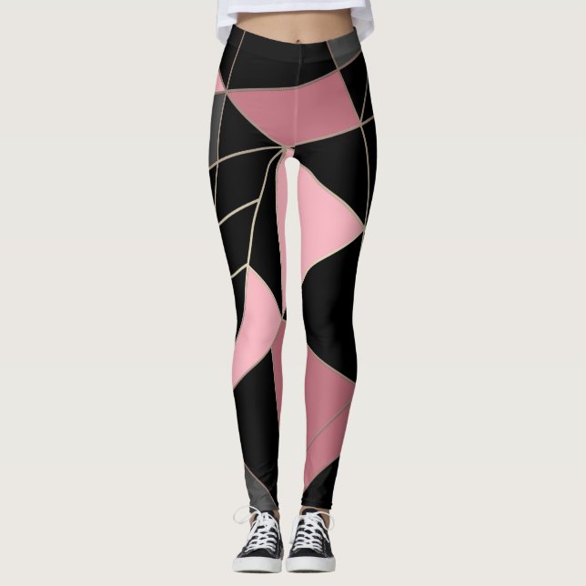 Abstrakter, moderner geometrischer Dreiecksdruck Leggings (Vorderseite)