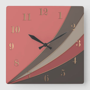 Abstrakter, moderner geometrischer, einfacher Druc Quadratische Wanduhr