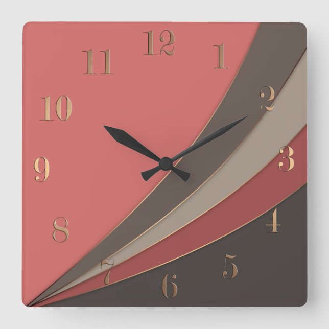 Abstrakter, moderner geometrischer, einfacher Druc Quadratische Wanduhr (Vorderseite)