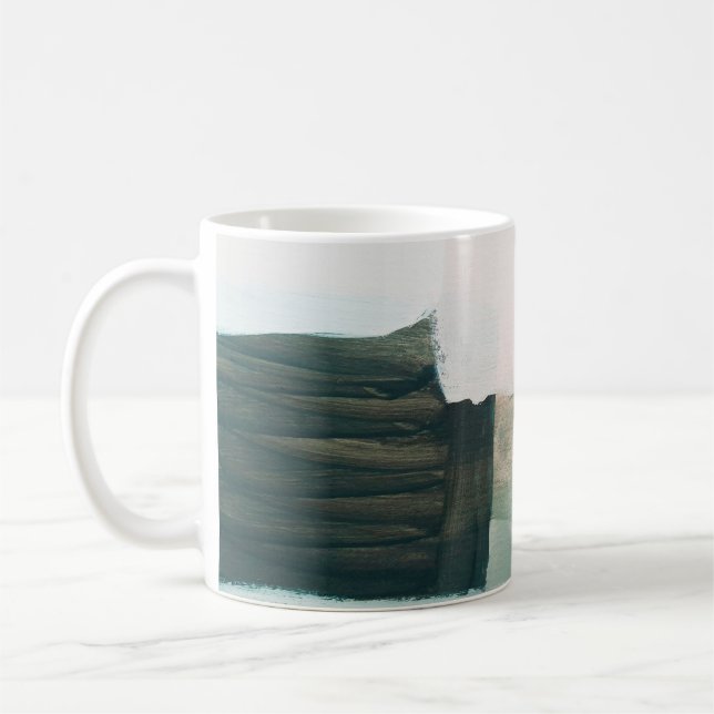 Abstrakter moderner Kunsthintergrund. Grau und  Kaffeetasse (Links)