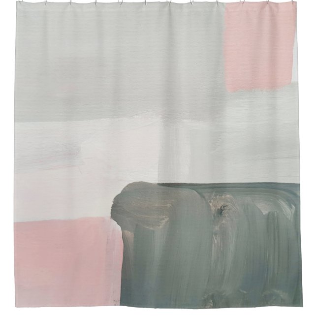 Abstrakter moderner Kunsthintergrund. Rosa, Gra Duschvorhang (Vorderseite)