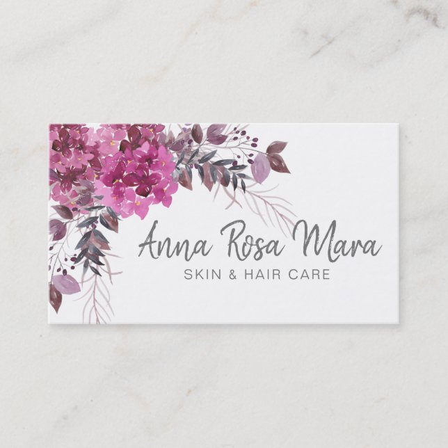 *~* abstrakter moderner Mit Blumenwatercolor Visitenkarte (Vorderseite)