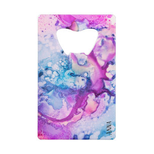 *~* abstrakter moderner rosa violetter lila geldbeutel flaschenöffner