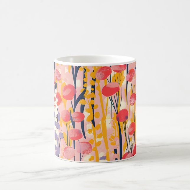 Abstrakter moderner Wildblumen-Blumen-Botanischer  Kaffeetasse (Mittel)