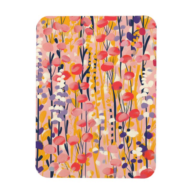 Abstrakter moderner Wildblumen-Blumen-Botanischer  Magnet (Vertikal)