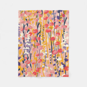 Abstrakter moderner Wildblumen-Blumengarten Fleecedecke