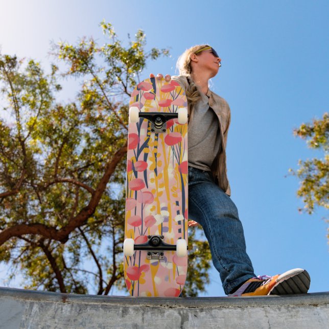 Abstrakter moderner Wildblumen-Blumengarten Skateboard (Außenbereich 1)