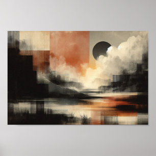 Abstrakter Mond am See Poster