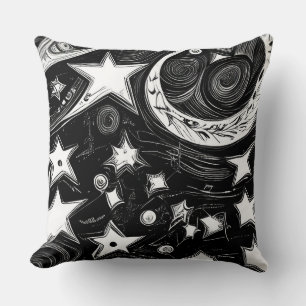 Abstrakter Mond und Sterne Kissen