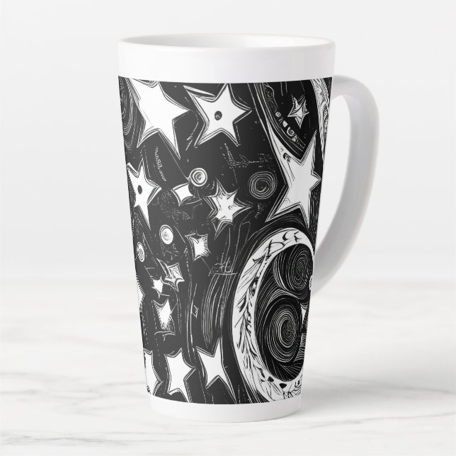 Abstrakter Mond und Sterne Milchtasse (Rechte Ecke)
