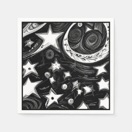 Abstrakter Mond und Sterne Serviette