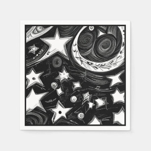 Abstrakter Mond und Sterne Serviette