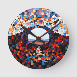 Abstrakter Mosaikblick der Stille Runde Wanduhr