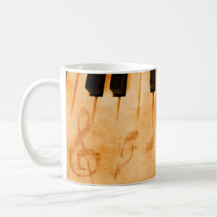 Abstrakter Musik Hintergrund - Keyboard und musika Kaffeetasse