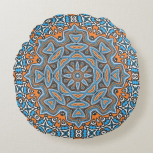 Abstrakter nahtloser Rundgang Mandala mosaic tile  Rundes Kissen