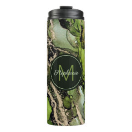 Abstrakter Name der Green Black Gold Camouflage DI Thermosbecher