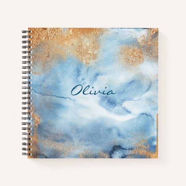 Abstrakter Name des Blauen Aquarellbilds Notizbuch (Vorderseite)
