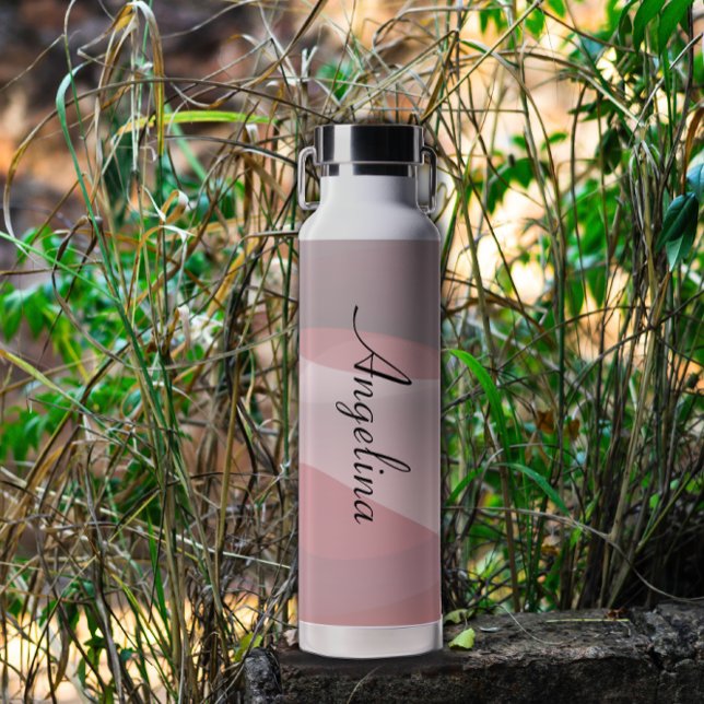 Abstrakter Name in Rosa beige Trinkflasche (Von Creator hochgeladen)