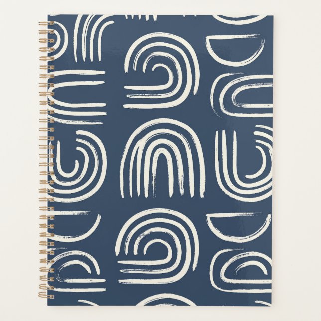 Abstrakter Navyblauer Abstrakter Bogen Notizbuch | Planer (Vorderseite)