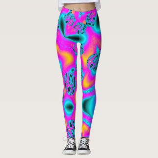 Abstrakter Neon Hintergrund mit glühendem Muster Leggings
