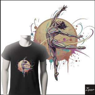 Abstrakter Neon-Tänzer Muskelbautanzende Figur T-Shirt