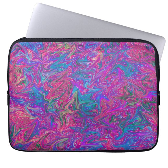 Abstrakter Neoprenschlauch aus rosa Kunststoffgitt Laptopschutzhülle (Vorderseite)