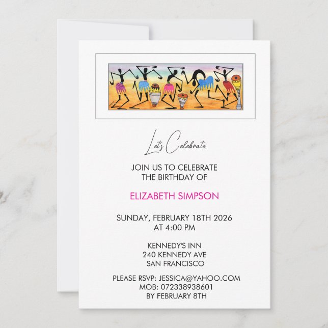 Abstrakter, niedlicher Break Tanz, Geburtstag Einladung (Vorderseite)