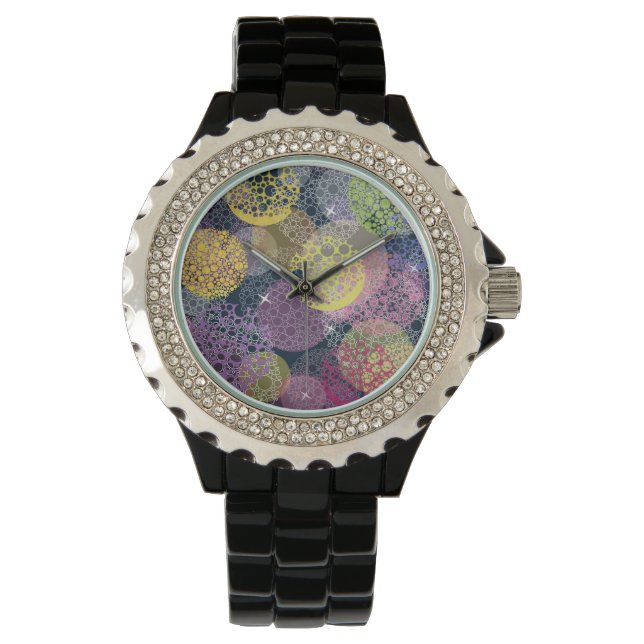 Abstrakter Niedlicher Polka-Dot-Kreis Armbanduhr (Vorderseite)
