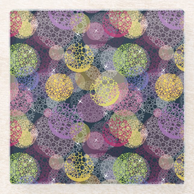 Abstrakter Niedlicher Polka-Dot-Kreis Glasuntersetzer (Vorderseite)