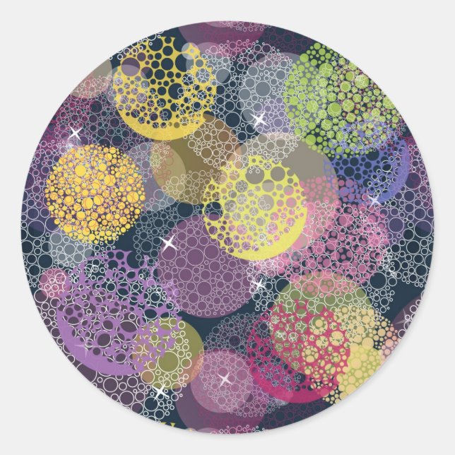 Abstrakter Niedlicher Polka-Dot-Kreis Runder Aufkleber (Vorderseite)