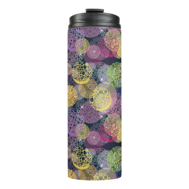 Abstrakter niedlicher Polka-Punkt-Kreis Thermosbecher (Vorderseite)