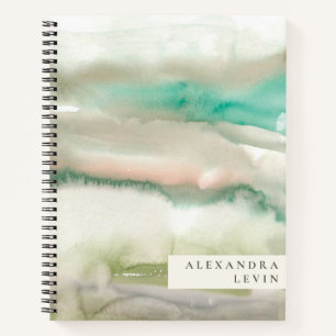 Abstrakter Olive Green Water Name Personalisiert  Notizbuch