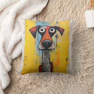 Abstrakter Orange- und Gelbhund Kissen