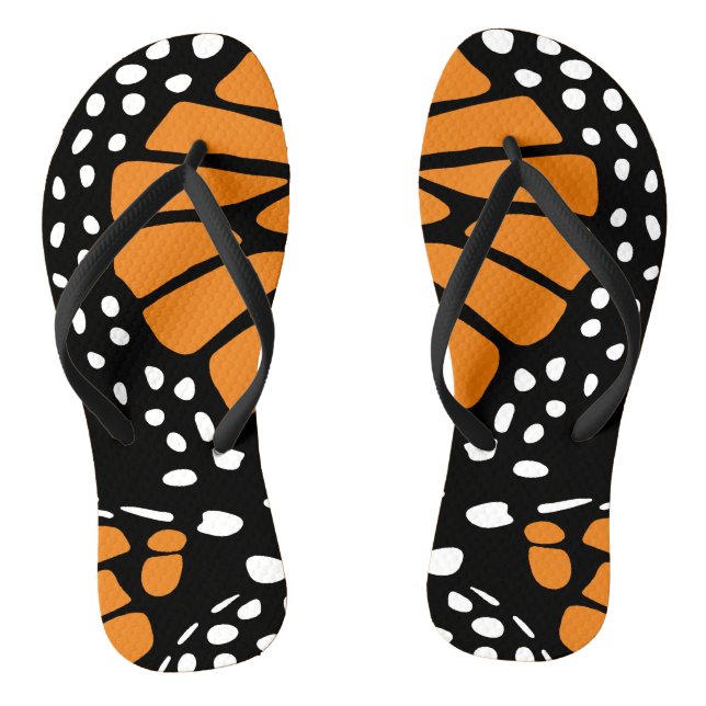 Abstrakter Orangen- und Schwarzmonarchschmetterlin Flip Flops (Fußbett)