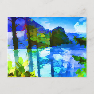 Abstrakter Ozean und Berge Postkarte