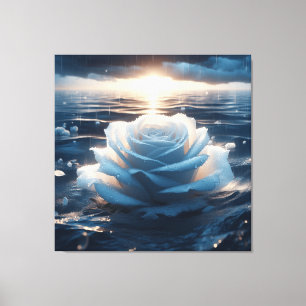 Abstrakter ozeanblau-weiße Rosa-Leinwand Leinwanddruck