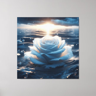 Abstrakter ozeanblau-weiße Rosa-Leinwand Leinwanddruck