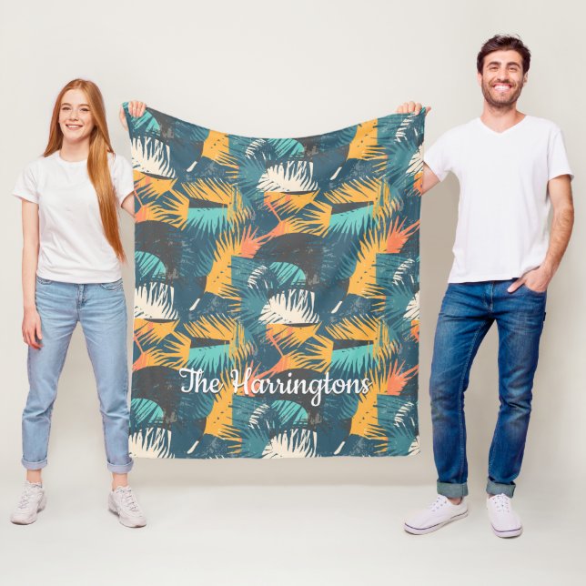 Abstrakter Palm Leaf Muster individuelle Name Flee Fleecedecke (Beispiel)