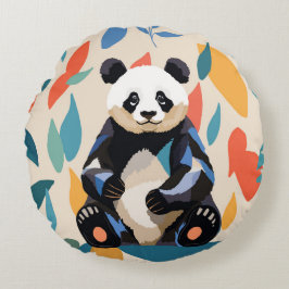 Abstrakter Panda-Bär Rundes Kissen