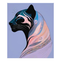 Abstrakter Panther Kopf in Pastellharmonie