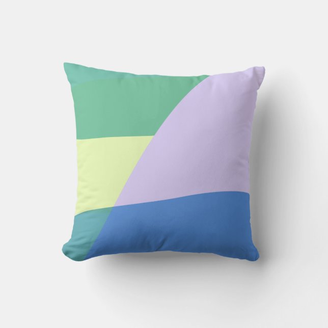 Abstrakter, pastelfarbener Blocklavender grün Kissen (Vorderseite)