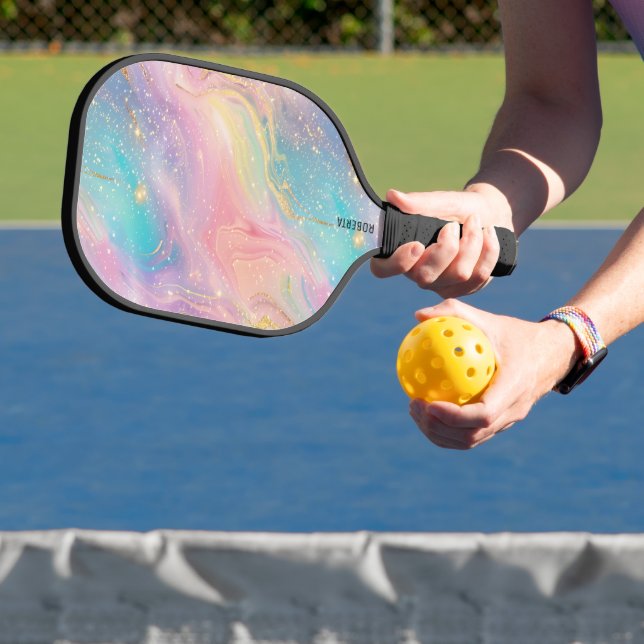 Abstrakter Pastell-Glitzer Nahtloses Muster Pickleball Schläger (InSitu)