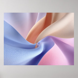 Abstrakter Pastell-Stofffluss mit sanften Kurven Poster
