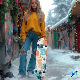 Abstrakter Pastelschlag mit zeitgenössischer Kunst Skateboard