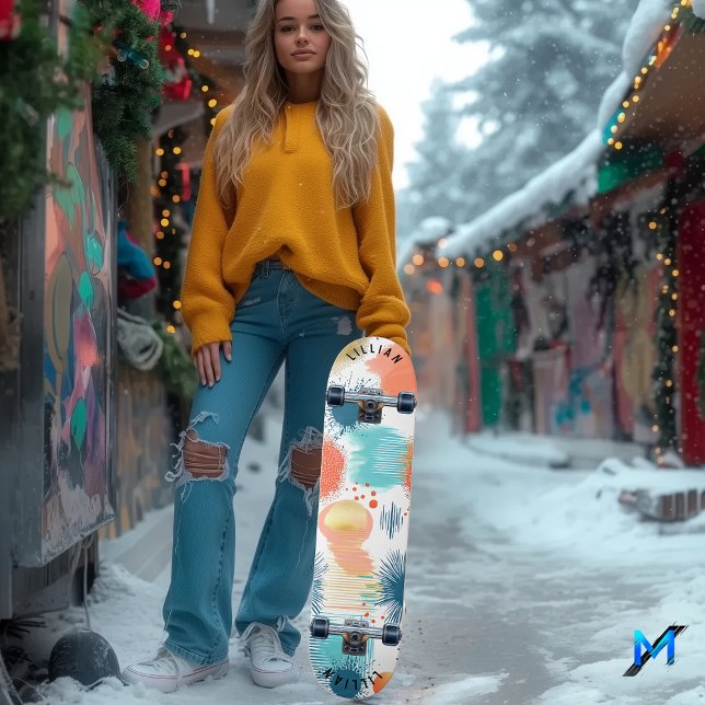 Abstrakter Pastelschlag mit zeitgenössischer Kunst Skateboard (Von Creator hochgeladen)