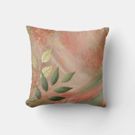 Abstrakter Peach-Golden Leaf Artwork Style 23 Kissen