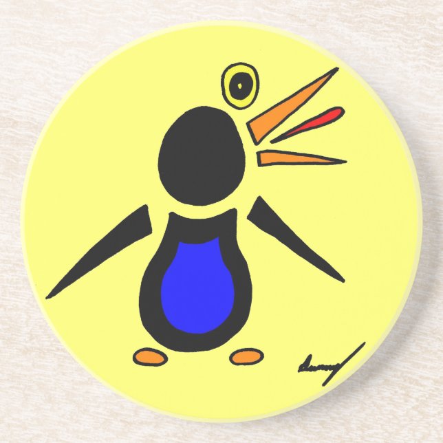 Abstrakter Penguin Untersetzer - Gelb (Vorne)