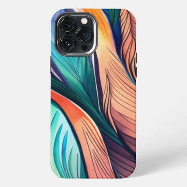 Abstrakter Pfau iPhone 13 Pro Max Hülle (Rückseite)