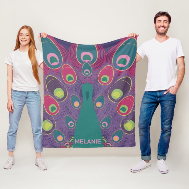 Abstrakter Pfau Lila Moderne Kunst Personalisiert Fleecedecke (Beispiel)
